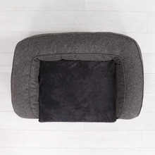Grey Faux Linen Bolster Dog Sofa Bed
